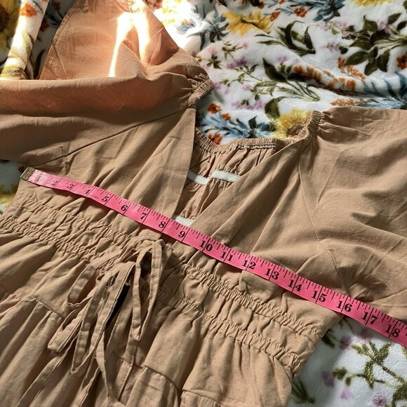 Vintage Maxi Dress Womens Handmade Flutter Sleeve Prairie Milkmaid Tiered - Picture 5 of 7